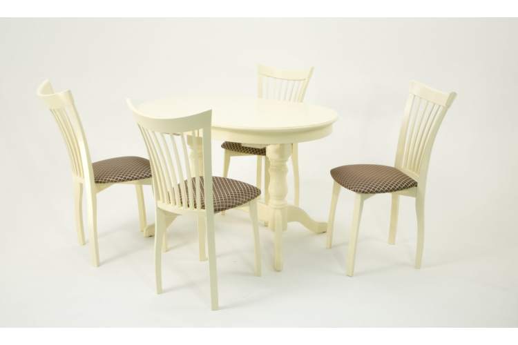 Обеденная группа стол Бизе со стульями Миранда,слоновая кость, ромб коричневый-2