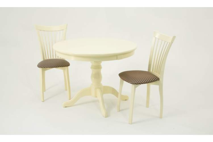 Обеденная группа Брамос К 100 слоновая кость со стульями Миранда слоновая кость ромб коричневый-1