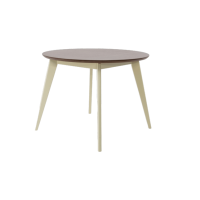 Стол обеденный круглый Сканди К90, слоновая кость/орех