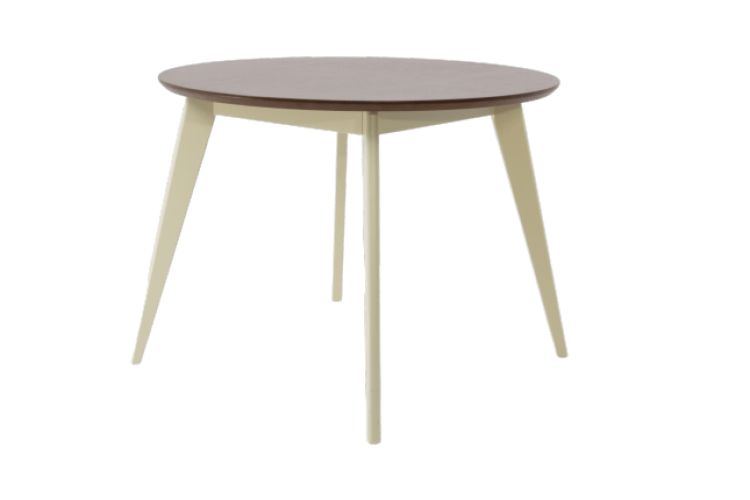 Стол обеденный круглый Сканди К90, слоновая кость/орех