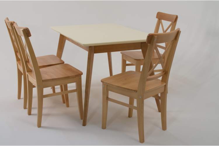 Стол Сканди 120 натур/слоновая кость со стульями Ингольф натур-4