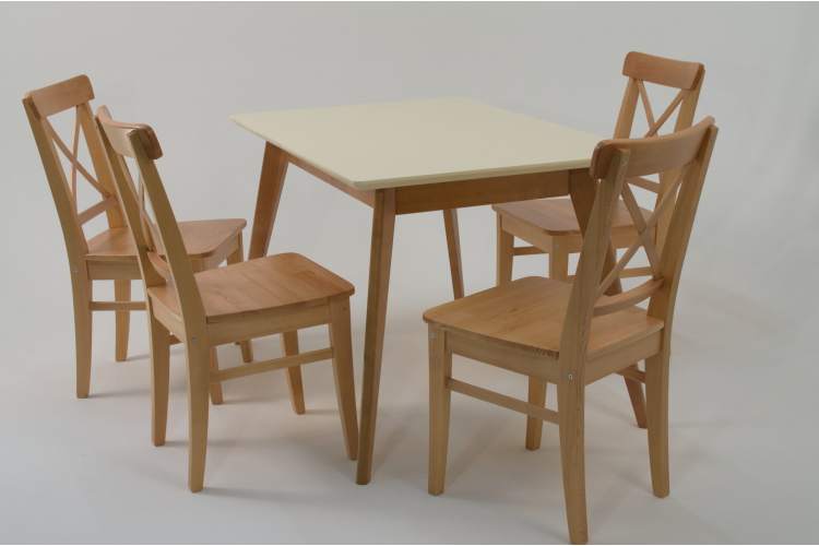 Стол Сканди 120 натур/слоновая кость со стульями Ингольф натур-5