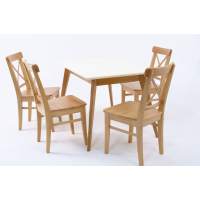 Стол Сканди 120 натур/слоновая кость со стульями Ингольф натур