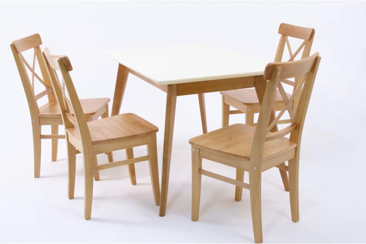 Стол Сканди 120 натур/слоновая кость со стульями Ингольф натур