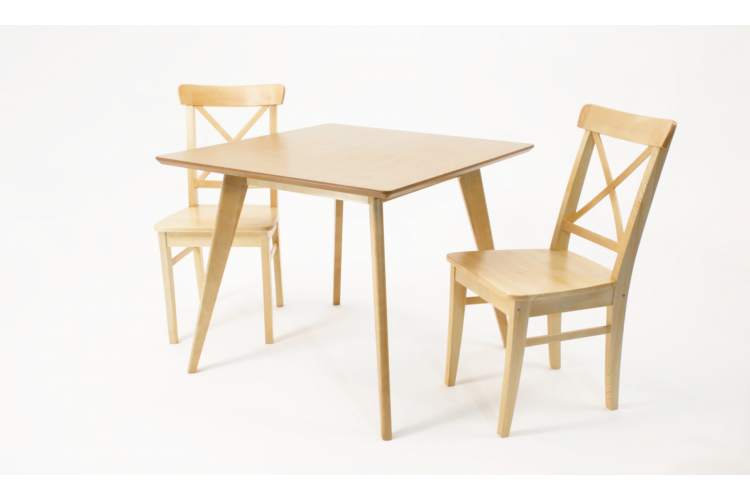 Стол Сканди М 90 натур со стульями Ингольф натур