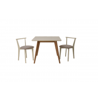Стол Сканди М 100 натур/слоновая кость со стульями Франк слоновая кость велюр бежевый