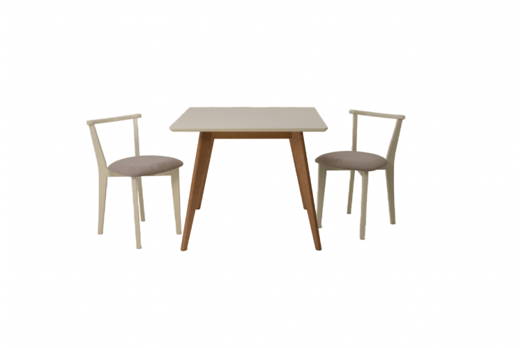 Стол Сканди М 100 натур/слоновая кость со стульями Франк слоновая кость велюр бежевый