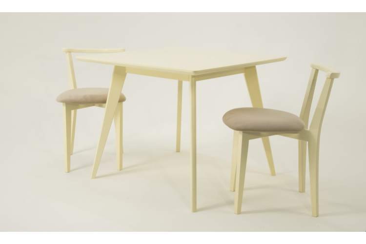 Стол Сканди М 100 слоновая кость со стульями Франк слоновая кость велюр бежевый-1