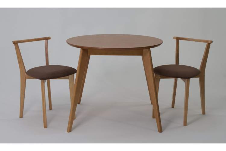 Стол Сканди К 100 натур со стульями Франк натур велюр коричневый-2