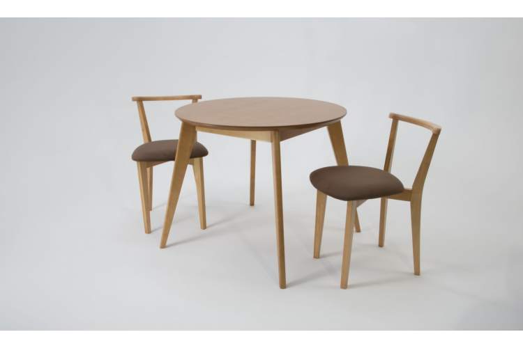 Стол Сканди К 100 натур со стульями Франк натур велюр коричневый-1