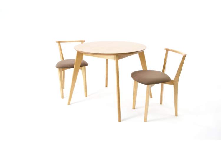 Стол Сканди К 100 натур со стульями Франк натур велюр коричневый