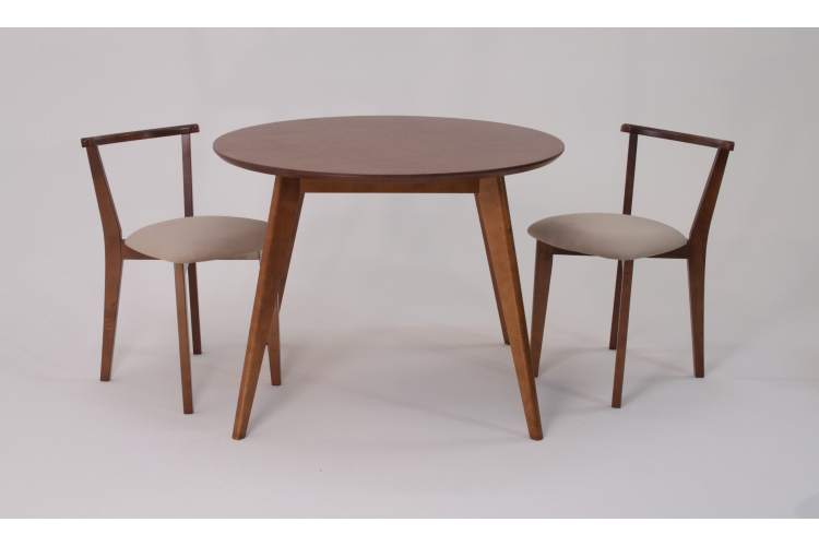 Стол Сканди К 100 орех со стульями Франк орех велюр бежевый-2