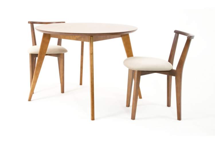 Стол Сканди К 100 орех со стульями Франк орех велюр бежевый