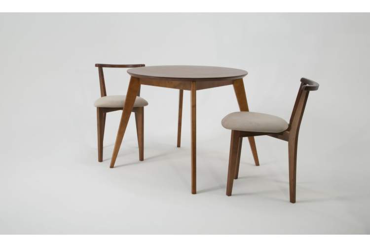 Стол Сканди К 100 орех со стульями Франк орех велюр бежевый-1
