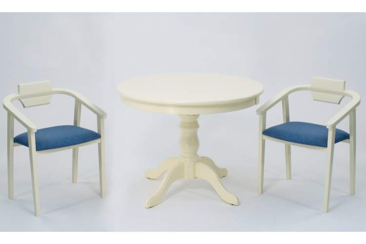 Обеденная группа Брамос К 100 слоновая кость со стульями Челси слоновая кость синий-2