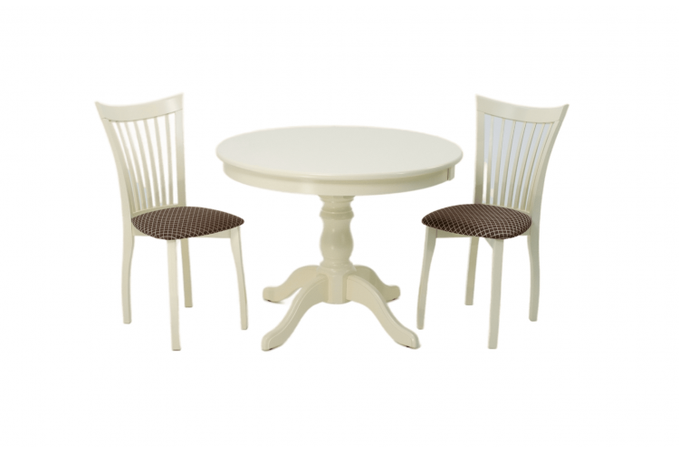 Обеденная группа Брамос К 100 слоновая кость со стульями Миранда слоновая кость ромб коричневый