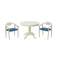 Обеденная группа Брамос К 100 слоновая кость со стульями Челси слоновая кость синий