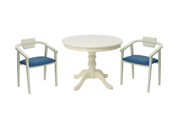 Обеденная группа Брамос К 100 слоновая кость со стульями Челси слоновая кость синий