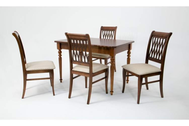 Обеденная группа Вивальди 120 со стульями Рич/ ромб бежевый, Орех-1