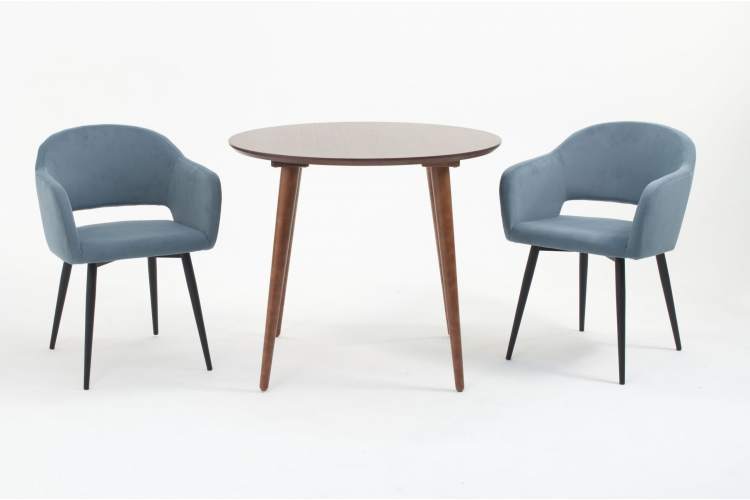Стол Монте К 100 орех с креслами Пичч велюр синий-2