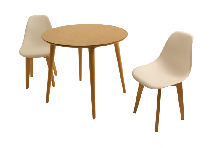 Стол Монте К 100 натур со стульями Сашш натур белый